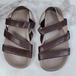 EUC Naot Brown Leather Triple Strap Slingback Comfort Walking Sandals, 6.5